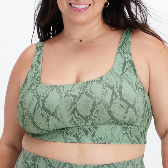 Fabletics Other - Fabletics Harlyn Midi Medium Impact Reversible Sports Bra Green Snakeskin Pink